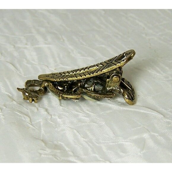 Peacock Rhinestones Faceted Accents Clip Hair Barrette - Picture 3 of 5